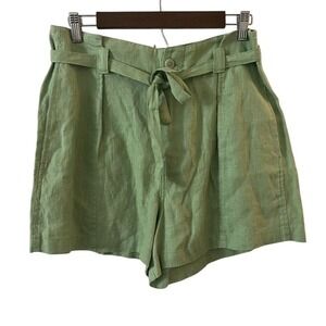 Madewell Seedling‎ Tie Waist Paperbag Linen Short Green Size 4 NWT